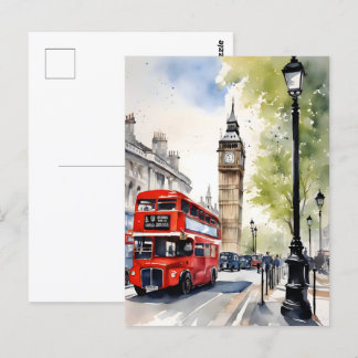 London watercolor art postcard