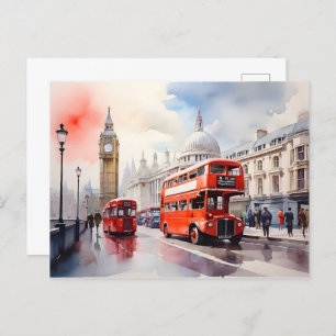 London watercolor art  postcard
