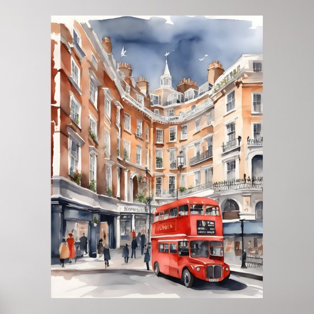 London watercolor art poster (Front)