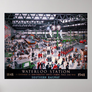 LONDON WATERLOO STATION CENTENARY 1947 POSTER