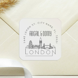 London Wedding   Landmarks Square Sticker