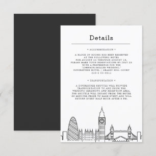 London Wedding   One-Sided Guest Details Card