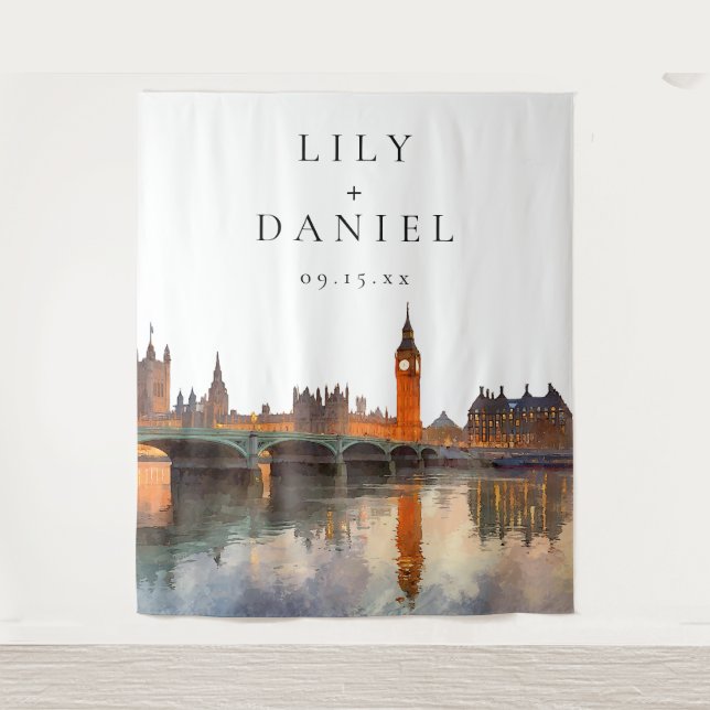London Wedding Photo Backdrop Tapestry (Front)
