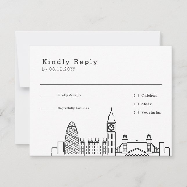 London Wedding | RSVP Card + Food Choice (Front)