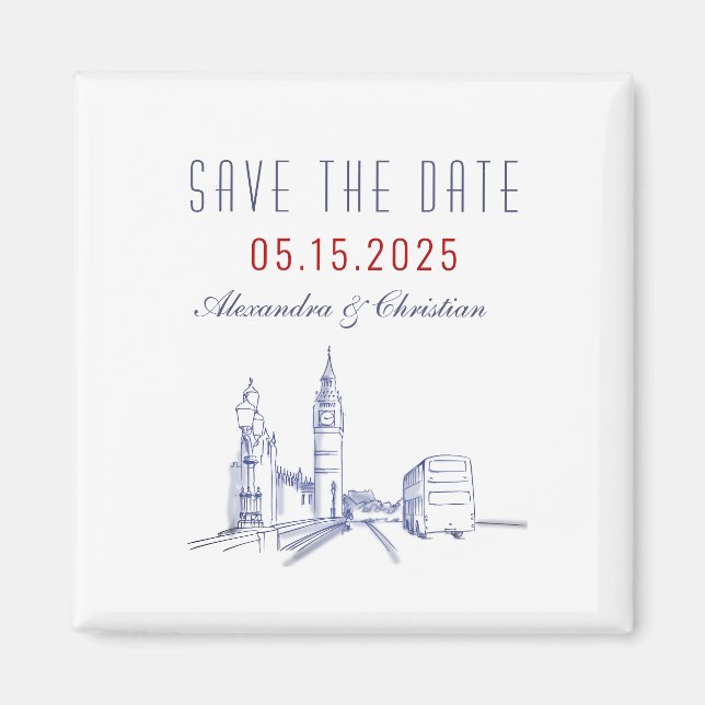 London Wedding Save The Date Invitation Magnet (Front)