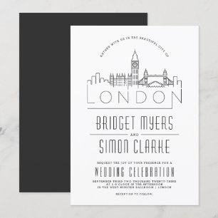 London Wedding   Stylised Skyline Invitation