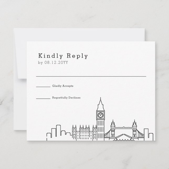 London Wedding | Stylised Skyline RSVP (Front)