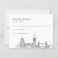 London Wedding | Stylised Skyline RSVP Reply Card
