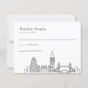 London Wedding   Stylised Skyline RSVP Reply Card