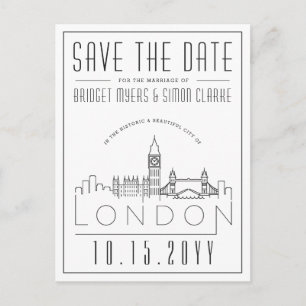 London Wedding   Stylised Skyline Save the Date Postcard