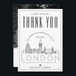 London Wedding | Thank You   Photo Card<br><div class="desc">A special thank you flatcard tailored to your wedding in the beautiful city of London. It features a stylised skyline of the city on the front of the card. On the inside is a spot for your own unique message and an optional photo. Use the customisation functions to change the...</div>