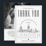 London Wedding | Thank You   Photo Card<br><div class="desc">A special thank you flatcard tailored to your wedding in the beautiful city of London. It features a stylised skyline of the city on the front of the card. On the inside is a spot for your own unique message and an optional photo. Use the customisation functions to change the...</div>