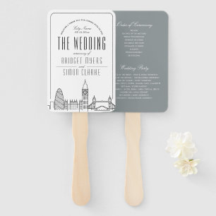 London Wedding   Wedding Program Hand Fan