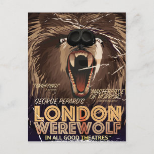 London Werewolf Vintage Movie poster Postcard