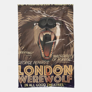London Werewolf Vintage Movie poster Tea Towel