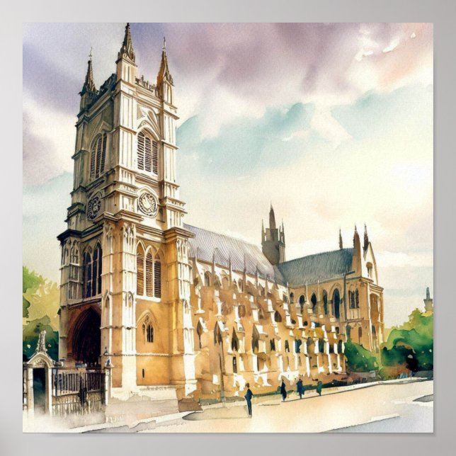 London-Westminster Abbey (B), Watercolor Poster (Front)