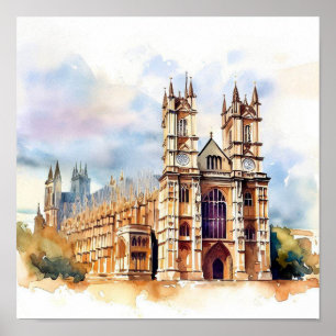 London-Westminster Abbey (C), Watercolor Poster
