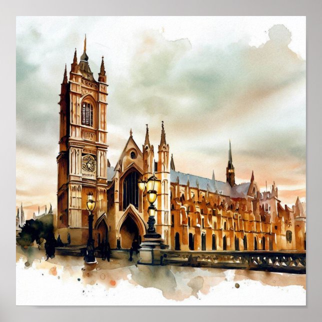 London-Westminster Abbey (D), Watercolor Poster (Front)