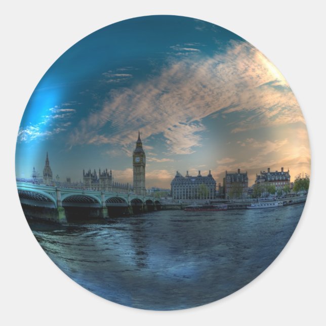 London Westminster Cityscape Photo Ball Classic Round Sticker (Front)