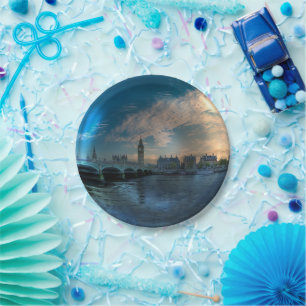 London Westminster Cityscape Photo Ball Paper Plate