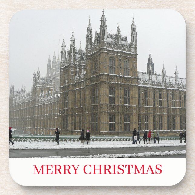 London Westminster in the snow view coasters (Front)