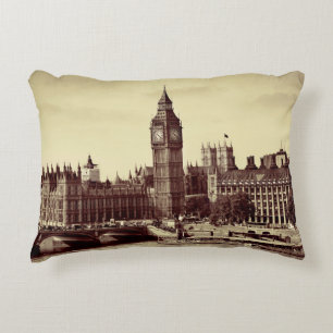 London Westminster with Big Ben and bridge. old,lo Decorative Cushion