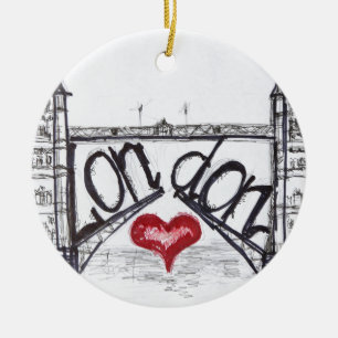 London with love ceramic tree decoration