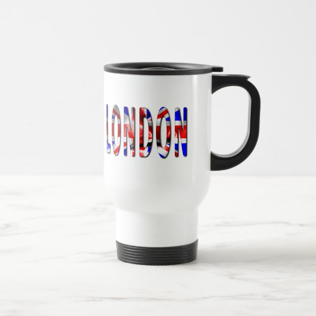 London Word With Flag Texture Travel Mug (Right)