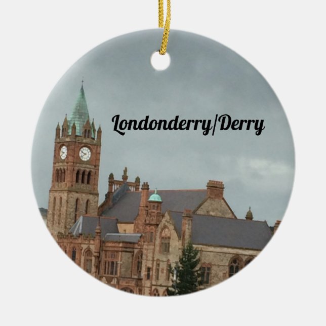Londonderry Clock Tower Ceramic Ornament (Front)