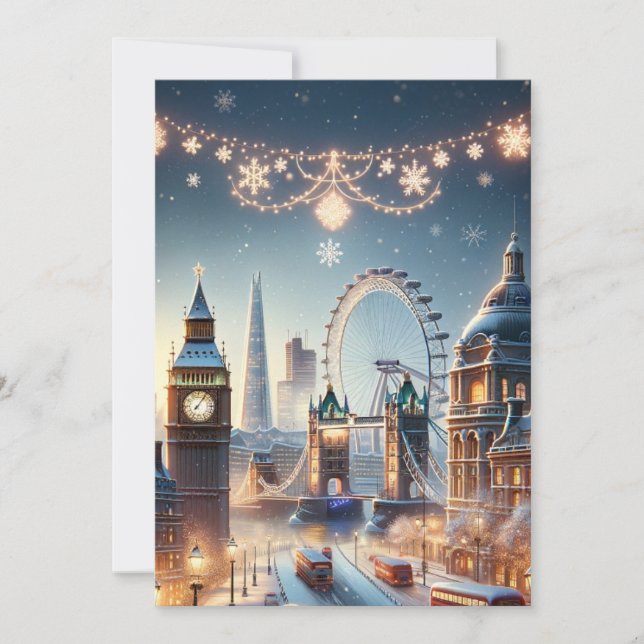 London's Festive Splendor - Elegant Winter Holiday Card (Front)