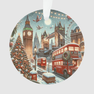 London's Festive Splendor - Vibrant Christmas Car Ornament