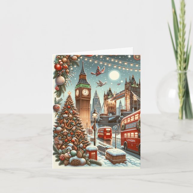 London's Festive Splendour - Vibrant Christmas Car Card (Front)