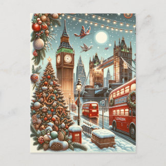London's Festive Splendour - Vibrant Christmas Car Holiday Postcard
