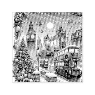London's Festive Splendour - Vibrant Christmas Car Self-inking Stamp