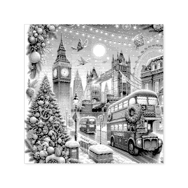 London's Festive Splendour - Vibrant Christmas Car Self-inking Stamp (Design)