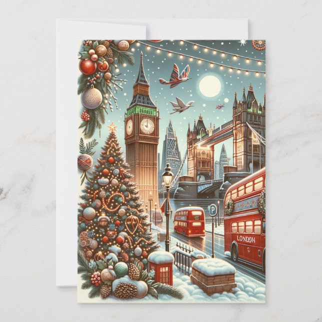 London's Festive Splendour - Vibrant Christmas Car Thank You Card (Front)