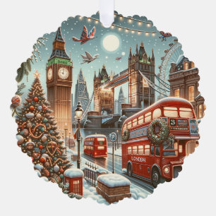 London's Festive Splendour - Vibrant Christmas Car Tree Decoration Card