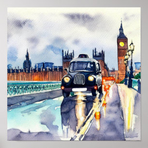  London's Iconic Black Taxi Cabs, (A) Poster