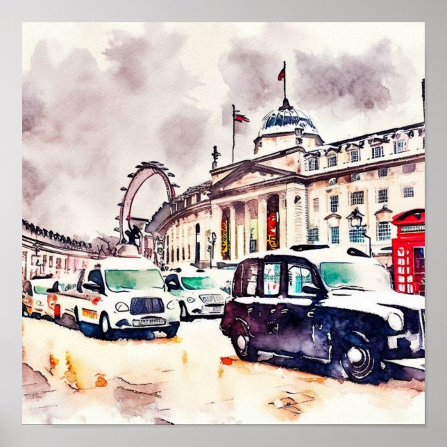  London's Iconic Black Taxi Cabs, (D) Poster (Front)