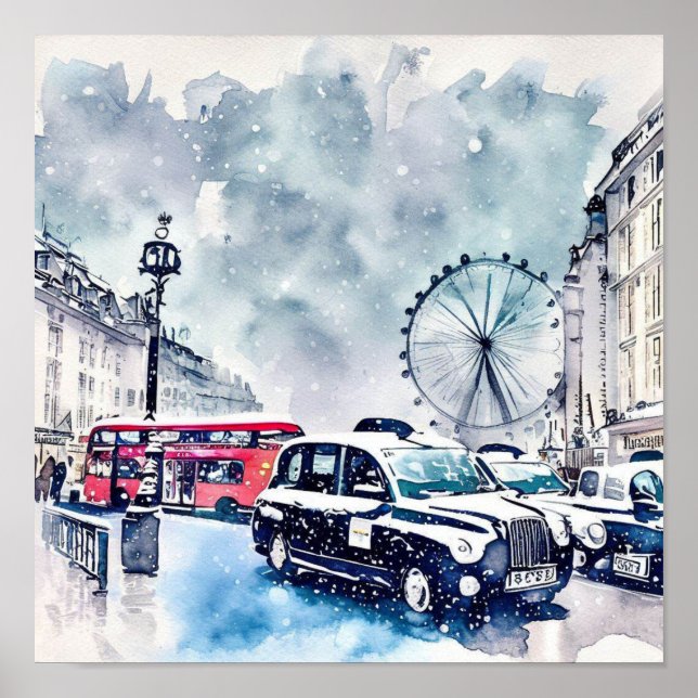  London's Iconic Black Taxi Cabs, (F) Poster (Front)