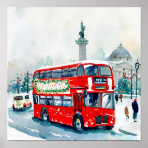 London's Iconic Red Double-Decker Buses, (A) Poster