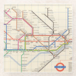 London's Underground Map Glass Coaster<br><div class="desc">"Underground. Designed by Harold F. Hutchison". Pocket map of London underground railways by Harold F. Hutchison from 1962. Shows colour coded stations,  main subway lines,  escalator connection,  and river. 11091002.jp2</div>