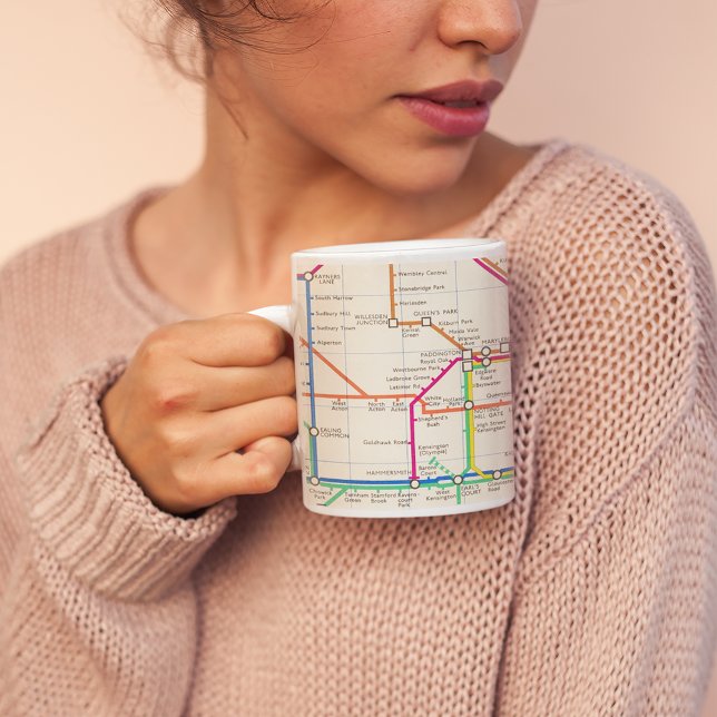 London's Underground Map Large Coffee Mug (Person holding mug)