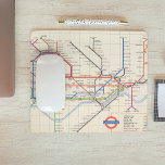 London's Underground Map Mouse Mat<br><div class="desc">"Underground. Designed by Harold F. Hutchison". Pocket map of London underground railways by Harold F. Hutchison from 1962. Shows colour coded stations,  main subway lines,  escalator connection,  and river. 11091002.jp2</div>