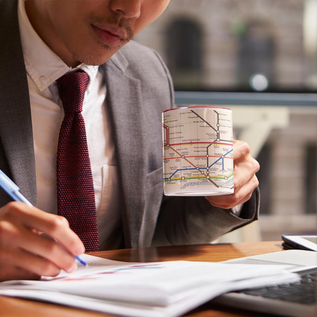 London's Underground Map Mug (Person holding mug)