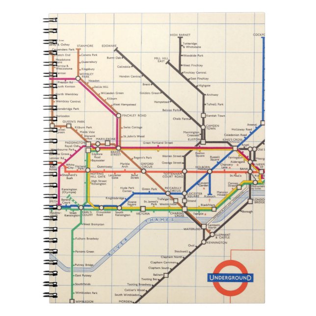 London's Underground Map Notebook (Front)