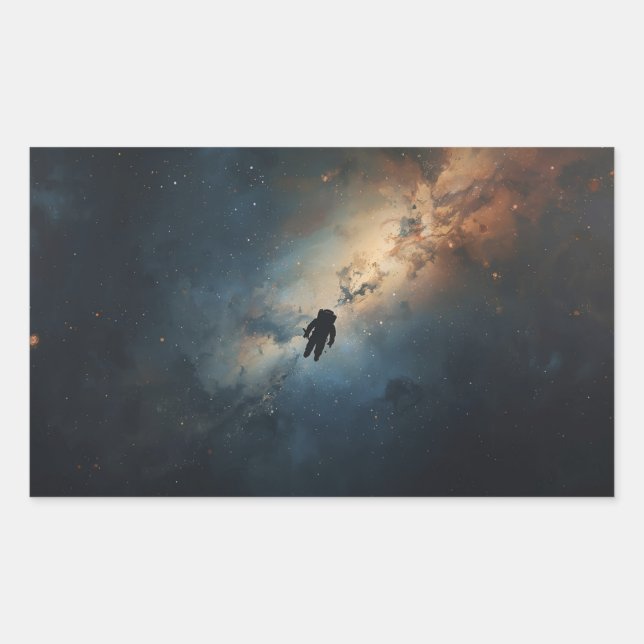 lone astronaut floating through the vastness  rectangular sticker (Front)