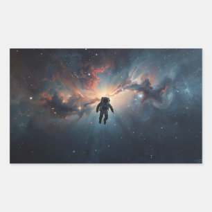 lone astronaut floating through the vastness  rectangular sticker