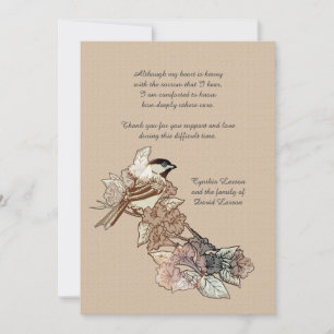 Lone Bird Bereavement Thank You Notecard