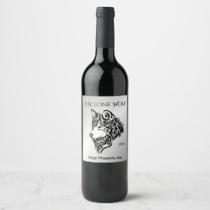 Lone Black Tribal Wolf Wine Label